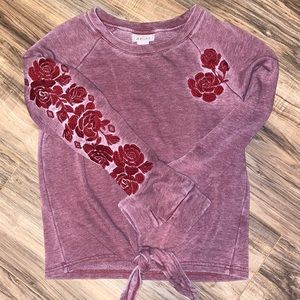 Ariat maroon stone wash roses long sleeve shirt small